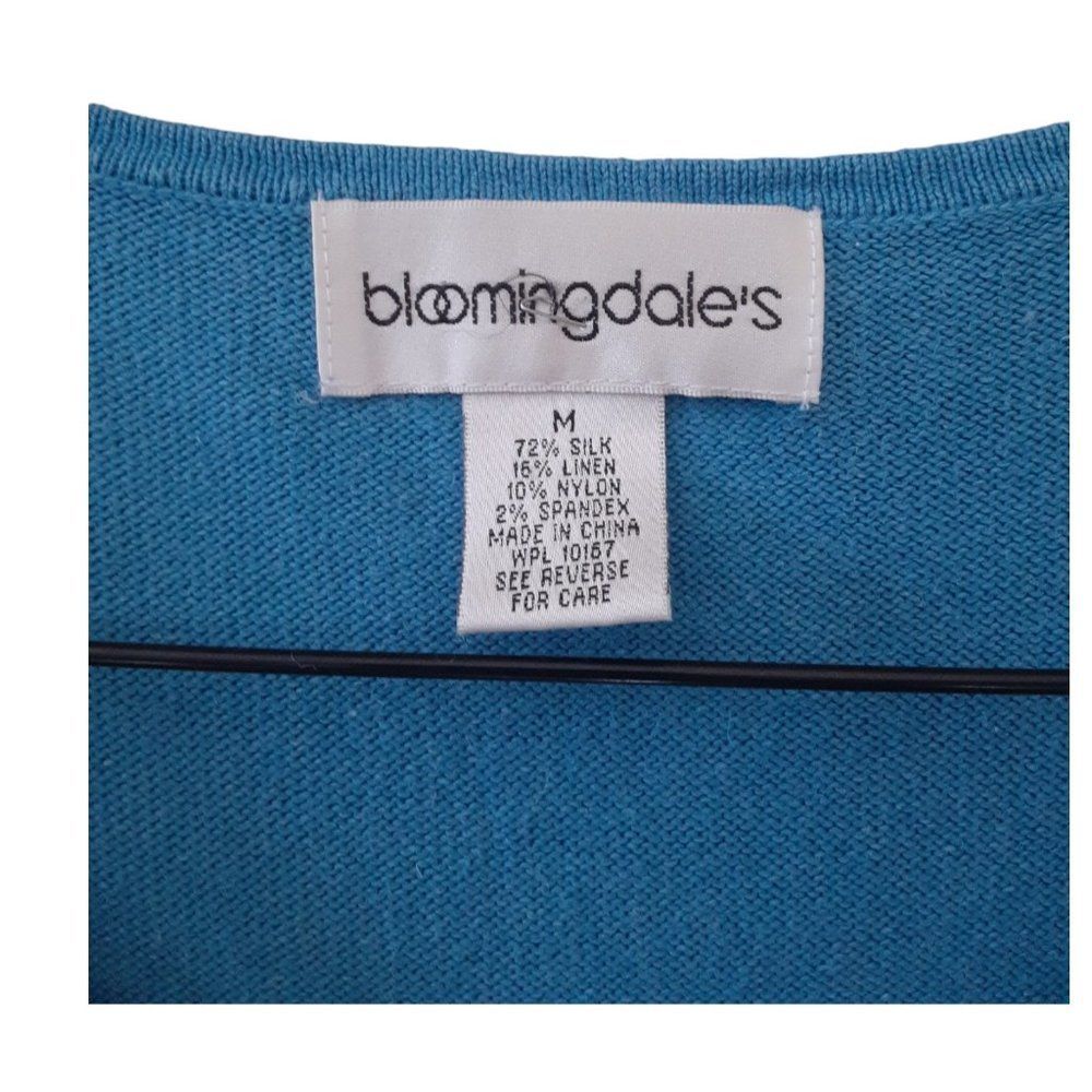 Vtg Bloomingdale's Blue Silk Linen 3 Piece Set M Jacket Pants Top Luxury - Picture 15 of 15